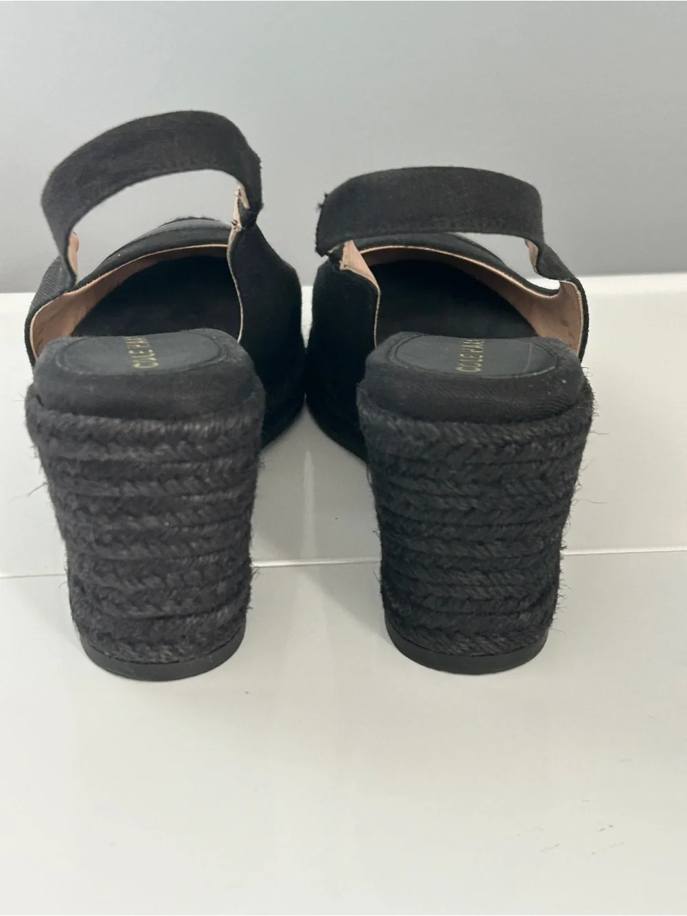 Cole Haan Cloudfeel Espadrille Wedge Slingback Size 6.5B Black Summer